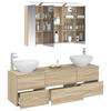 Bathroom Furniture Set 4 pcs Sonoma Oak Engineered Wood and Glass