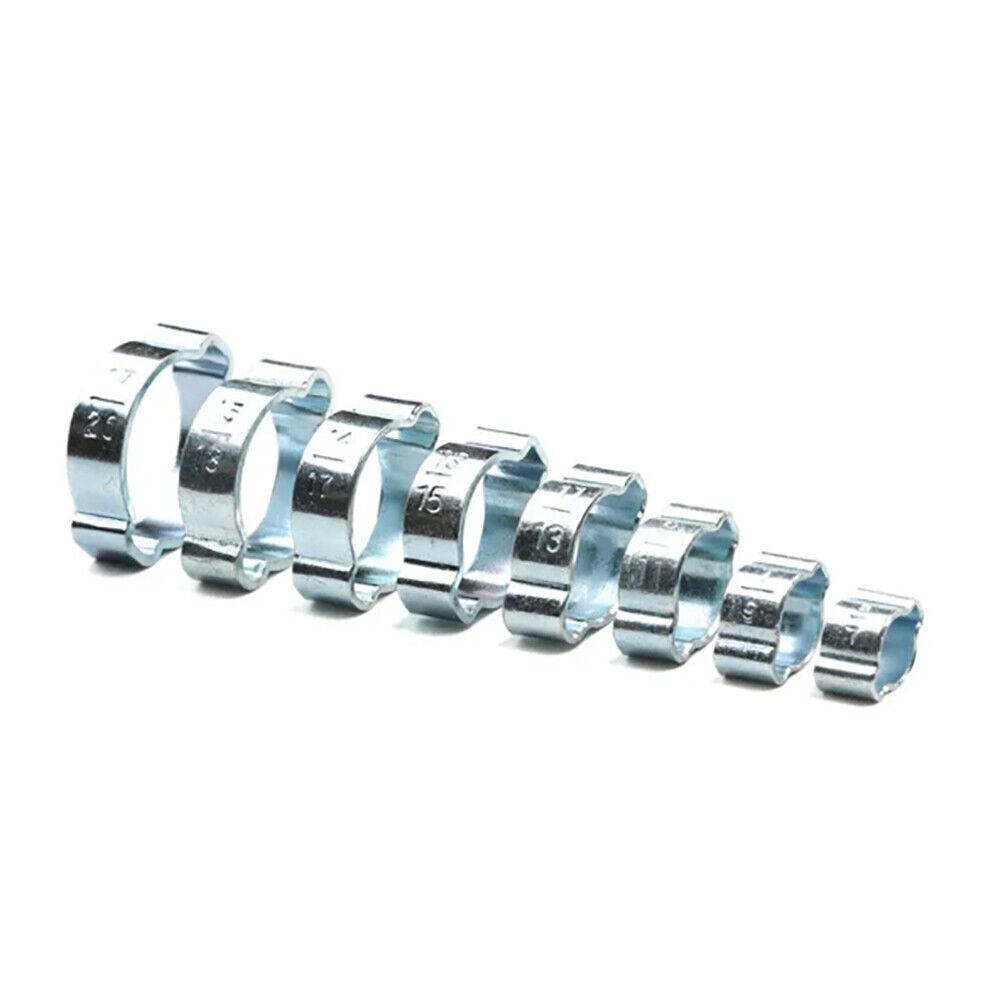 80Pcs Double Ear O Clips Automotive Air Fuel Hose Pipe Crimp Clamps Hose Fasteners