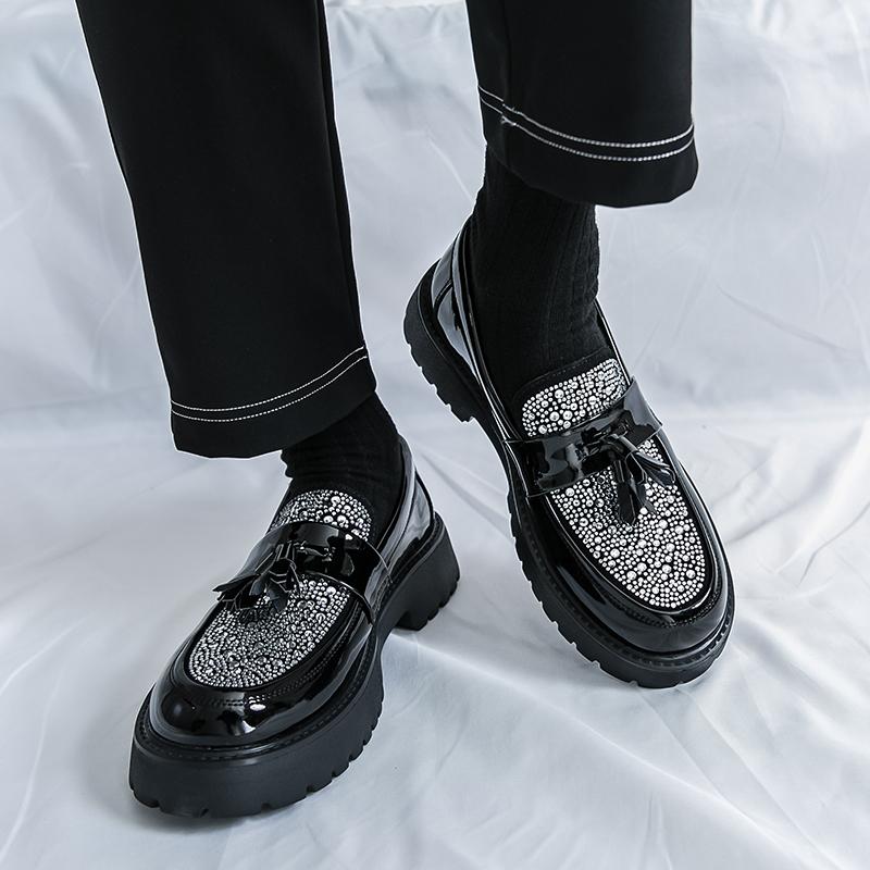 Fashion Four Seasons Men Business Loafers Black PU Men Casual Comfortable Height-increasing Fashion Shoes Travel Shoe Men Sizes 38-46