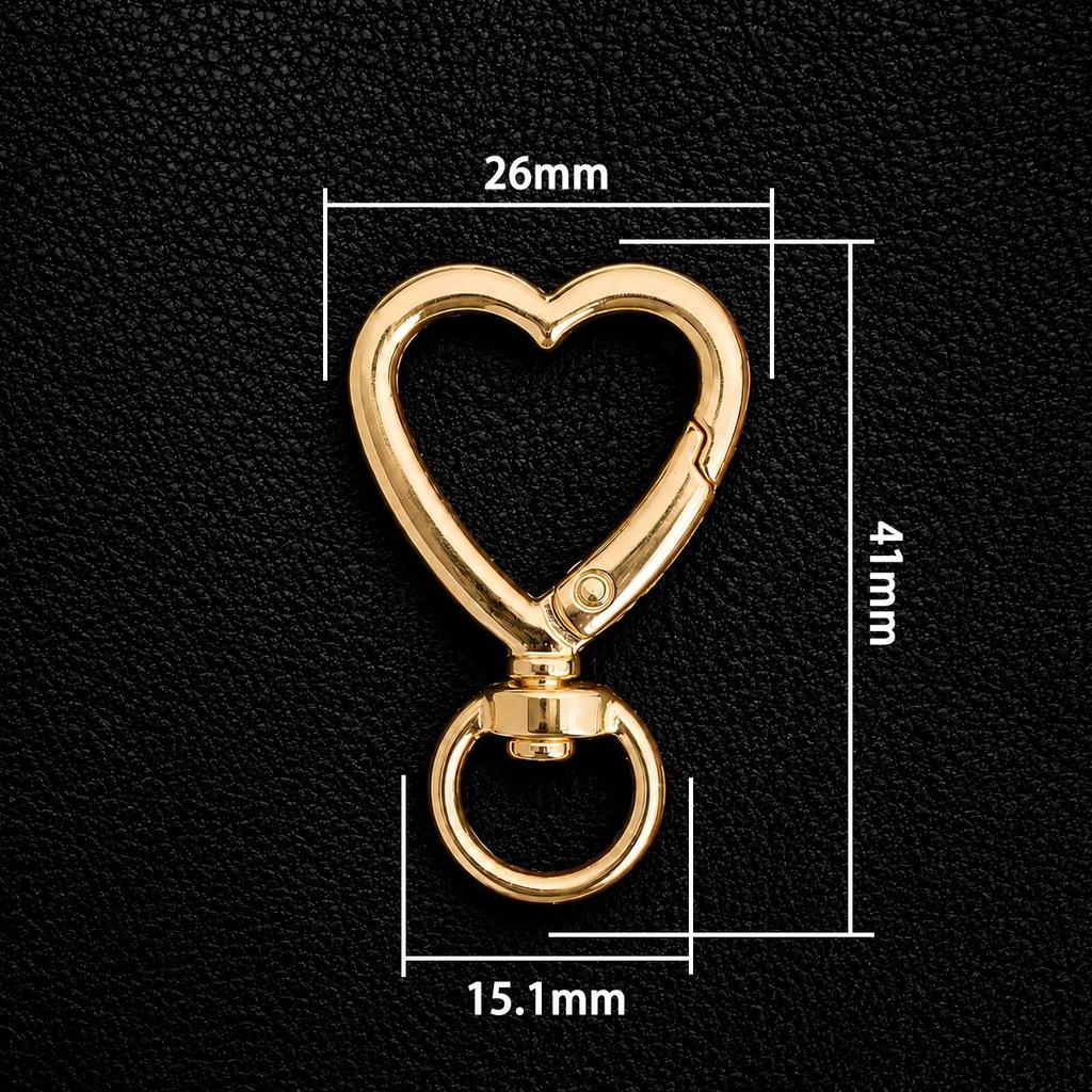 Versatile White Heart Zinc Alloy Keychain Connector with Irregular Shape and Spring Clasp
