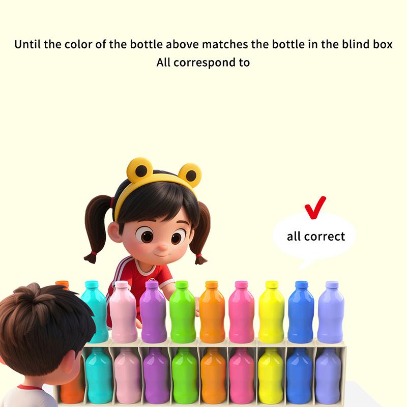 Kinderspaß Getränke Farbzuordnungsspielzeug 20 Flaschen + Basis, Frühe Kindheit Raten Gedächtnistraining Interaktives Puzzle