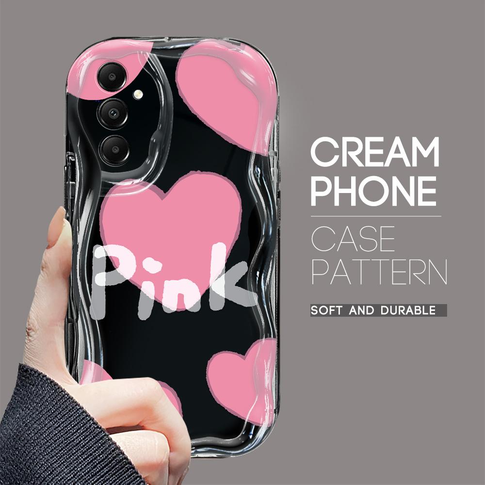 Carcasă cu textura cremă cu model de desene animate cu margine ondulată Husă din silicon moale pentru telefon pentru Samsung