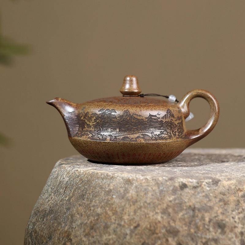 550ml Yixing Handmade Purple Clay Teapot Household Landscape Tea Pot Large Capacity Beauty Kettle Chinese Zisha Tea Set