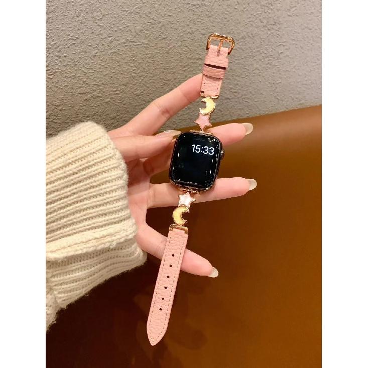 

Newest leather loop For Apple Watch band women 11/10/9/8/7/6/5/4/3/2/1 SE 38mm 40mm 41mm 42mm 44mm 45mm 46mm 49mm Strap 38mm40mm41mm розовый