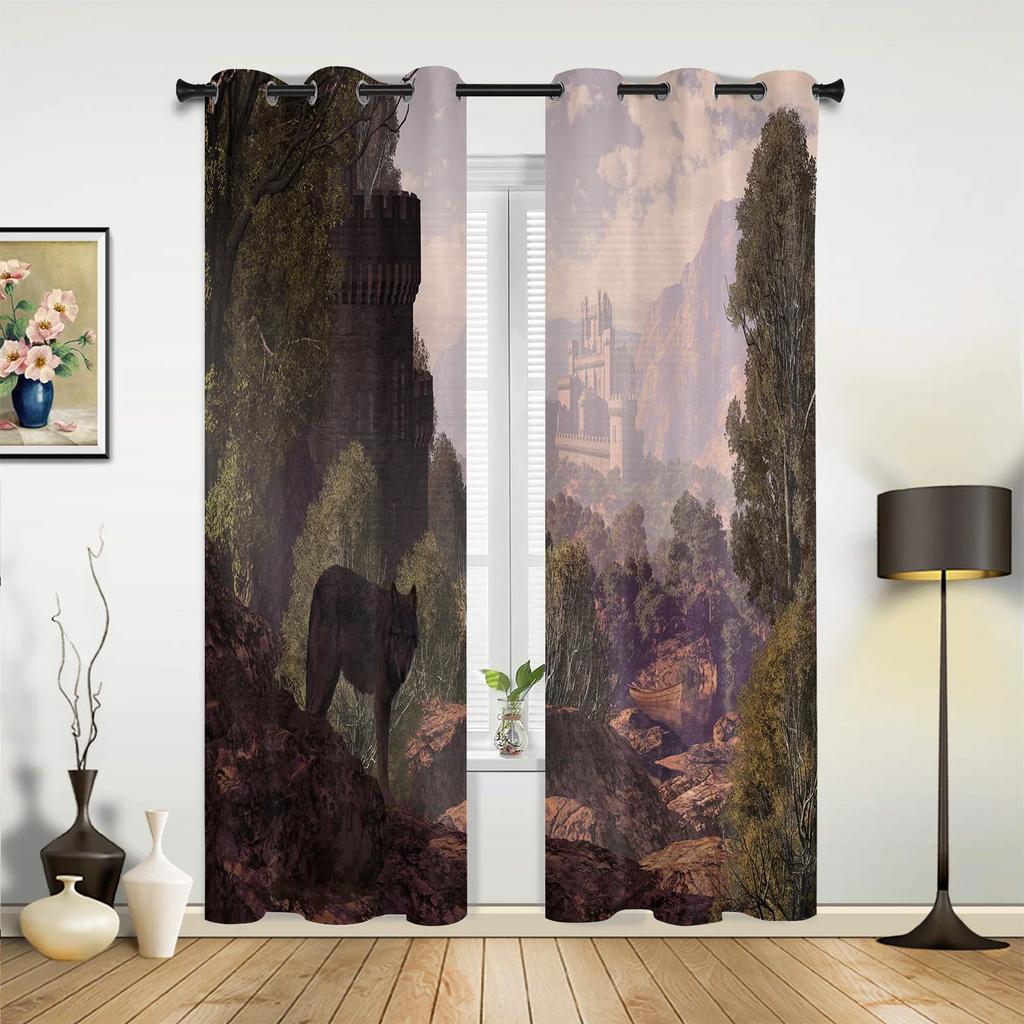 Tier Weißer Wolf Vorhänge für Schlafzimmer Wohnzimmer Vorhänge Küche Kinderzimmer Fenstervorhang Moderne Heimdekoration