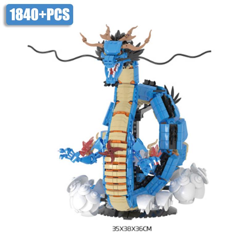 

MOC One Anime Piece Building Blocks Kaido Dragon Bricks Model DIY Assemble Blue Dragon Figures Toys For Children Collection Gift