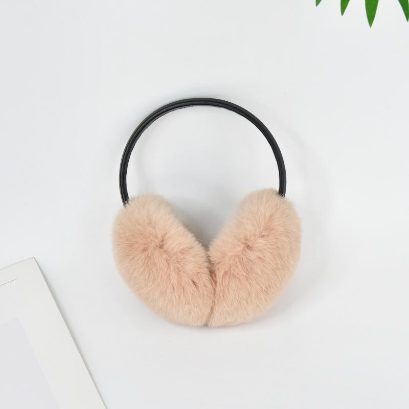 Factory Custom Fluffy Real Rex Rabbit Fur Ear Muffle Women's Winter Outdoor Warm Earmuffs Fashion Soft Earflap Ear Cover