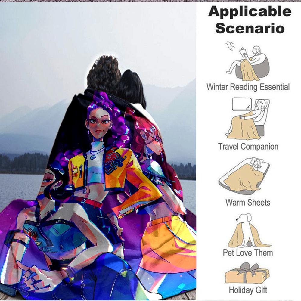 1pc KPop Demon Hunters Cozy Print Blanket Lightweight Warm Flannel Throw Blanket For Sofa, Bed, Living Room
