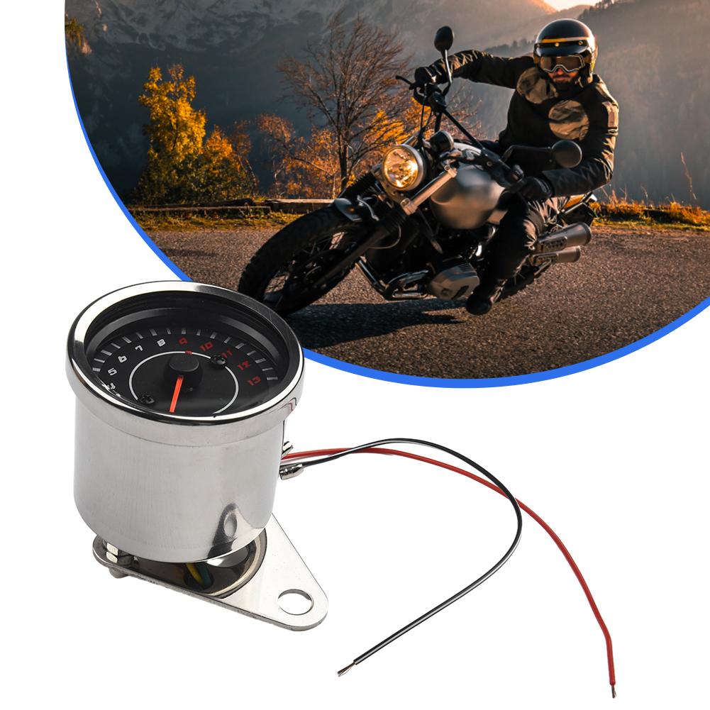 Motorcycle Tachometer Universal 6.5cm Diameter DC 12V Stainless Steel Applicable To All Motorcycles LED Backlight