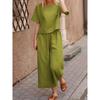 Summer Cotton Linen Loose Casual Solid Color Fashionable Two-Piece Set Women's Cross-Border Clothing Comfortable Skirt Ensemble