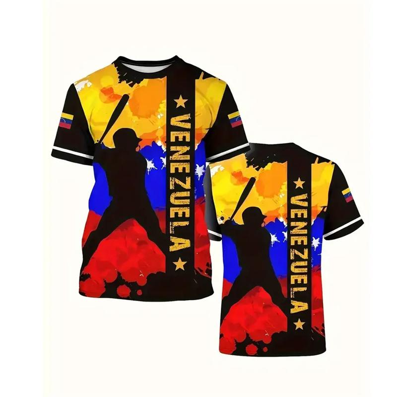 Tricouri cu Imprimeu 3D Venezuela Pentru Bărbați Gât Rotund Mânecă Scurtă Tricou Supradimensionat Fashion Casual Vară Tricou Zilnic