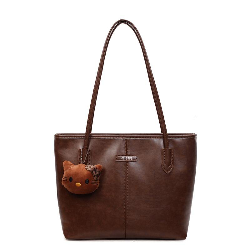 Premium Sense Simple Shoulder Bag Women's New Casual Fashion Large Capacity Commuter Bag Retro Tote Bag