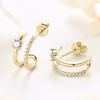 D Moissanite Stud Earrings for Women Girls 925 Silver Original Certified Jewelry Half Hoop Huggie Open C Shaped Earrings
