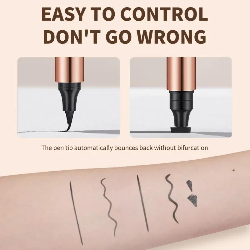 O'CHEAL Tampon Eyeliner Noir Crayon Eyeliner Liquide Waterproof Sèche Rapide Double Embout Crayon Eyeliner Maquillage pour Femmes Outil Cosmétique