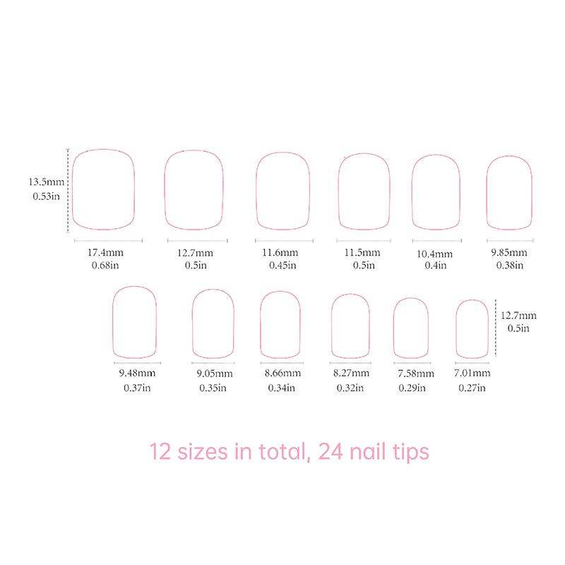 24Pcs Red Polka Dot Nude Pink Bow Short Square False Nails With Jelly Adhesive Detachable Full Cover Press On Artificial Nails