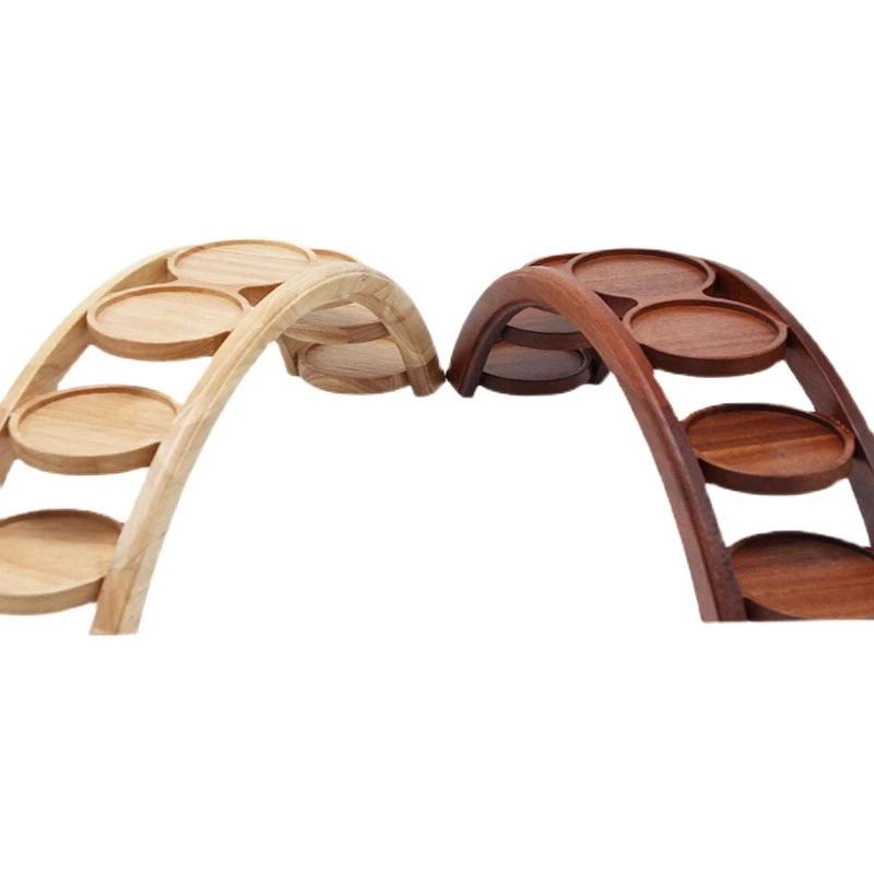 Hotpot Arch Bridge Plate Sushi Bridge Boat Tableware Dessert Wooden Dim Sum Plate Sushi Tray Japanese Kitchen Bento  Sushi Plate