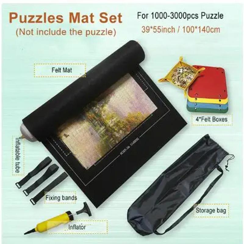 1500-3000Pcs Felt Puzzle Mat Set 10Color Available Puzzle Playing Blanket With Portable Travel Storage Bag Puzzle Accessories