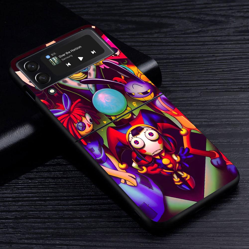 Pomni Amazing Digital Circus Case for Samsung Galaxy Z Flip4 Flip3 5G PC Hard Phone Shell Z Flip 4 3 Black Zflip4 Zflip3 Cover