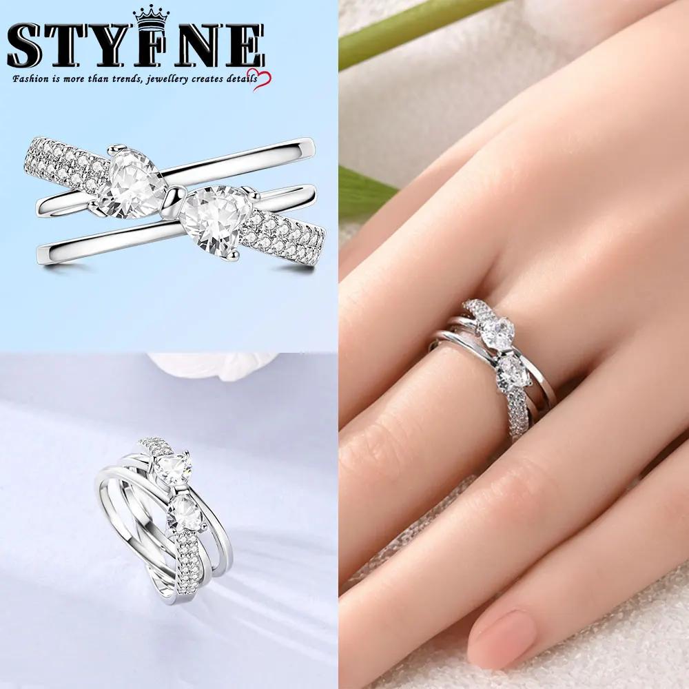 

Brand New Copper Metal Bow Pav Multi-Ring Cross Wide Rings Pink Bow Heart Zircon 6-9 Size Turkish Rings Designed For Women High Quality Fine Jewelry 6
