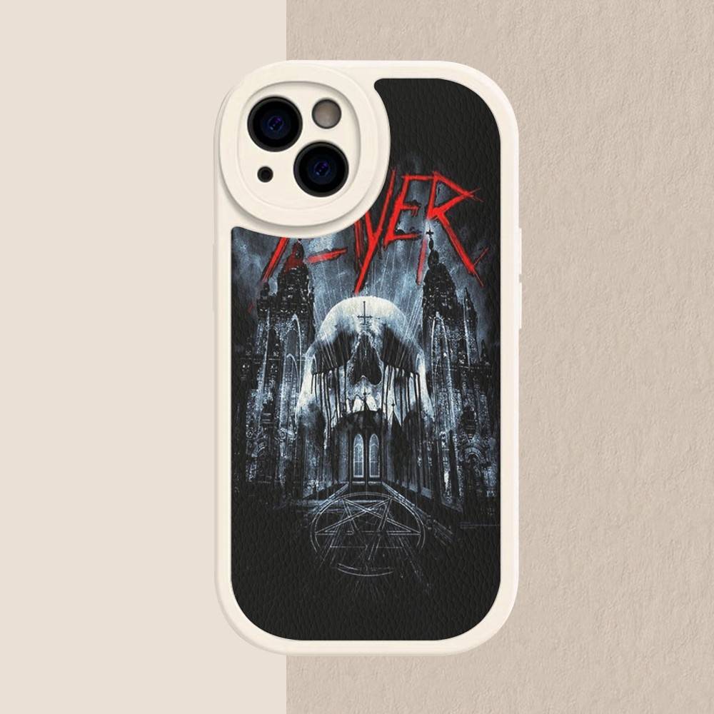 1pc Heavy Metal S-slayer Band Phone Case Hard Leather For IPhone 16 15 14 13 12 Mini 11 14 Pro Max Xs X Xr 7 8 Plus Fundas