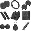 16 Pcs Spider Web Car Seat Covers Full Set Black and White Car Sun Shade for Windshield Auto Steering Wheel Cover Armrest Cushion Head Rest Protector
