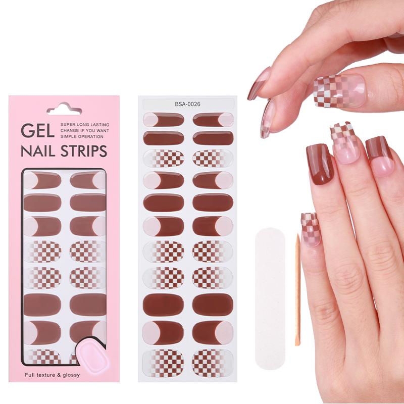 Hot Selling High Quality Low Price Glitter UV Free Gel Nail Stickers Long Lasting Nail Stickers Uv Free Gel Nail Stickers
