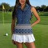 Women Sleeveless Golf Polo Shirt with Zipper Collar Printed Athletic Tank Top for Outdoor Sports and Casual Wear