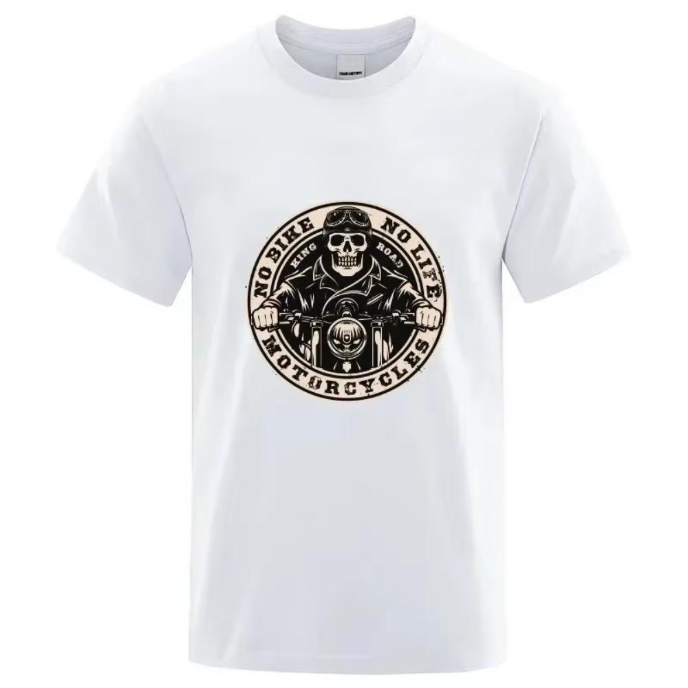 Skull Short Sleeve Cotton T-shirt Motorcycle Addict Piston T Shirt Hip Hop Men's Shirt Cool Tees Harajuku Fashion Streetwear