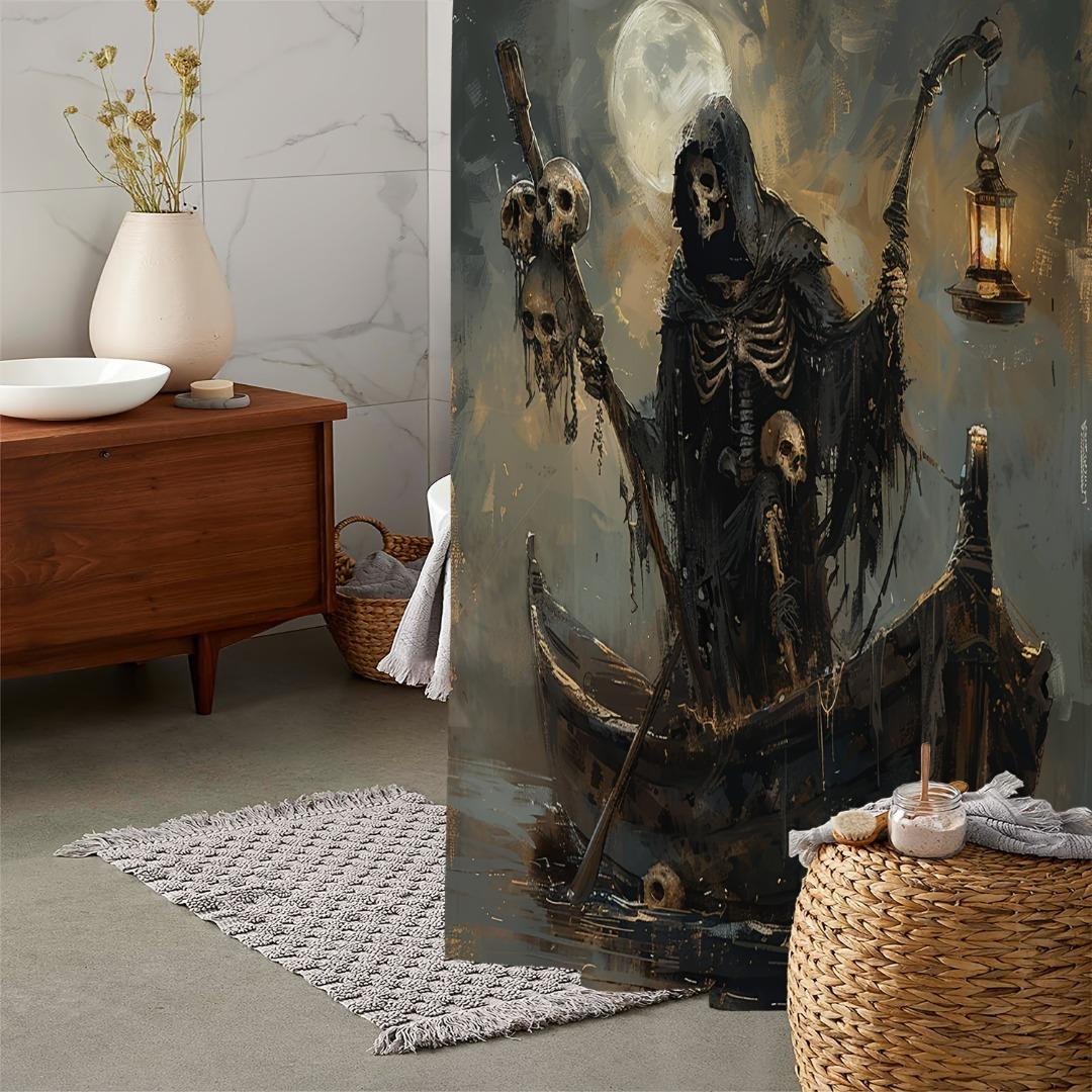 

1/4Pcs Halloween Decoration Death Messenger Pattern Shower Curtain Bathroom Decor Halloween Decoration Indoor Shower Curtain Only90x180curtain