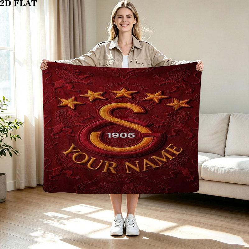 1PC Galatasaray S Custom Name Patterned Flannel Blanket Suitable For All Seasons for Home Decor Warmth and Comfort Gifts Holiday Present