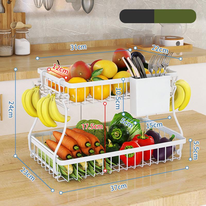 

Living room desktop double-layer snack fruit storage basket bathroom storage basket household wrought iron multi-layer removable vegetable