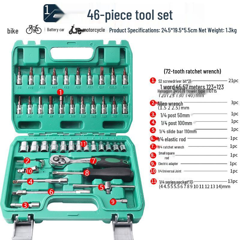 40-Piece Socket Set: Ratchet Wrench & Hex Key for Car/Motorcycle Repair
