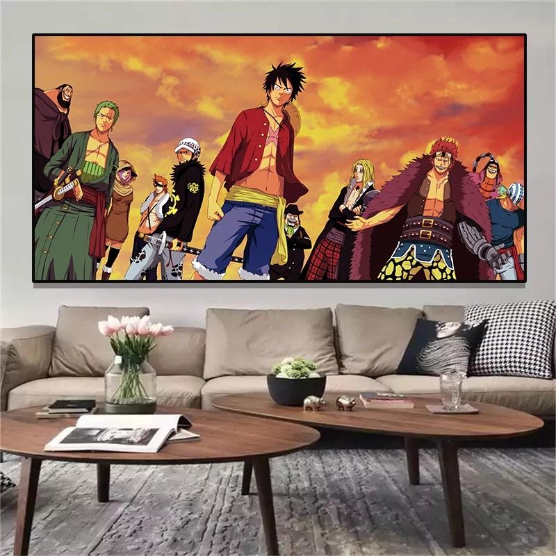 Klasické japonské anime One Piece Luffy Malba na plátno Umělecké plakáty Reprodukce Obrázky postav do pokoje Domácí dekorace Anime Plakát Bez rámu