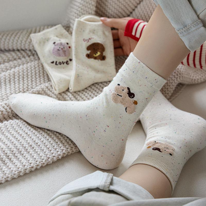 5 Pairs of Female Cute Cartoon Doodles All Go Boneless Yuezi Tube Socks