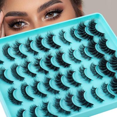 20 Gemischte Paare Hochwertige Imitat Nerzhaar Falsche Wimpern Mehrschichtig Gebogen Frittierte Wimpern
