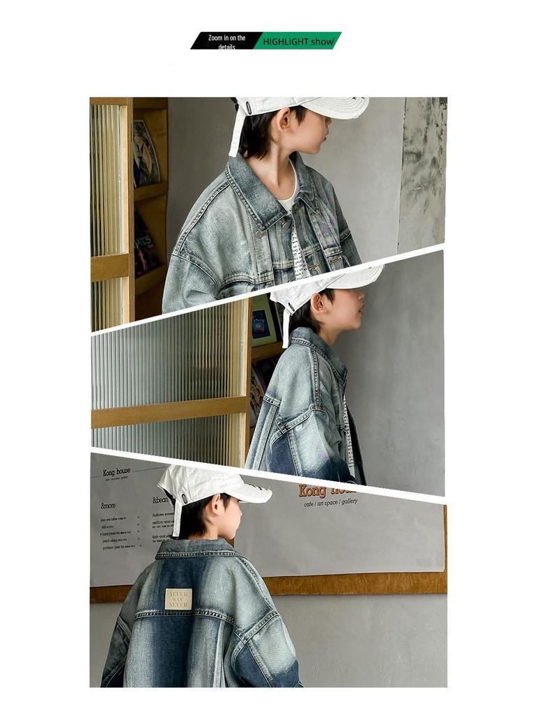 Boys' Spring & Autumn Denim Street Jackets: 2025 New Styles for Middle & Large Kids
