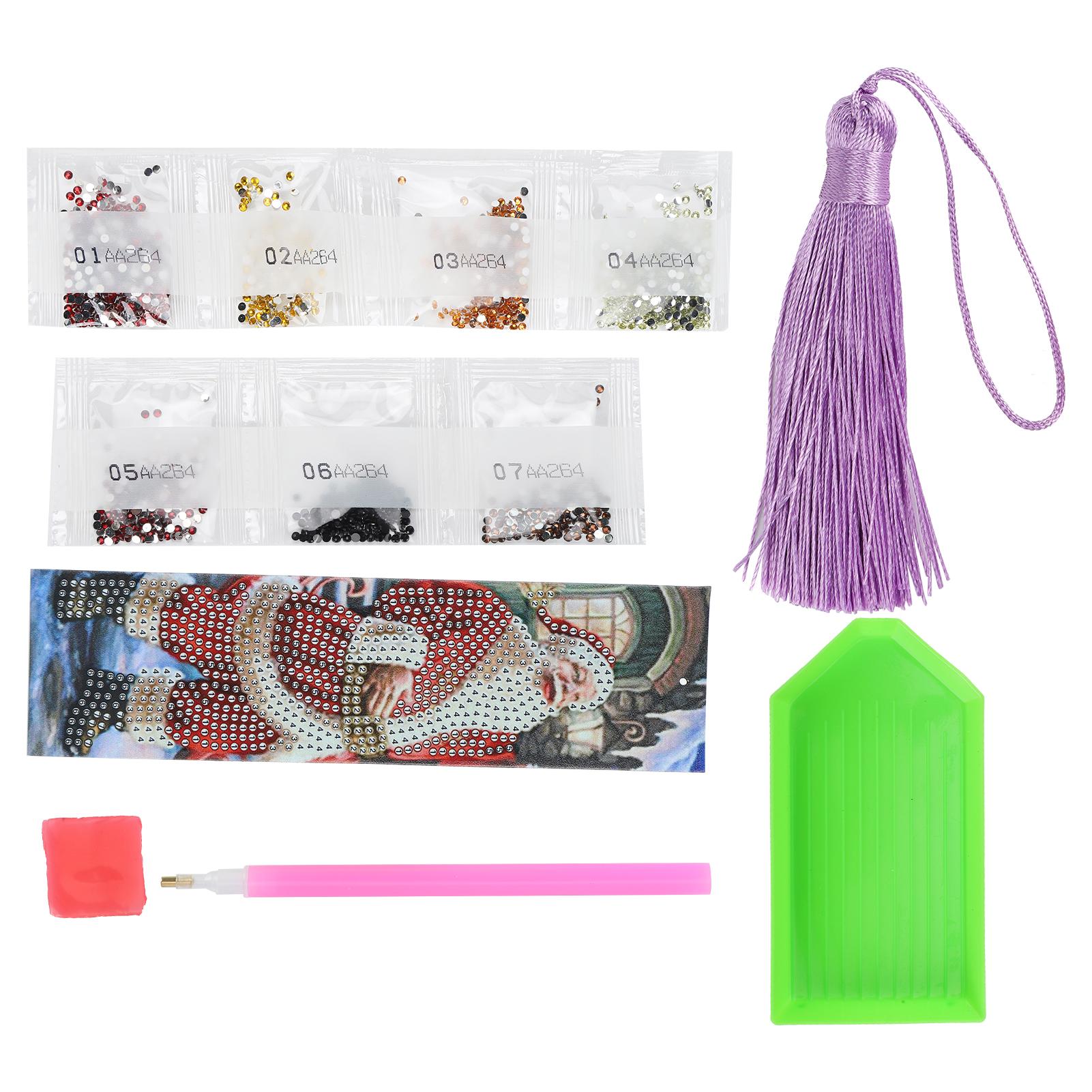 

Закладка для книги с рисунком Санта-Клауса, вышитая бисером, стразы, своими руками, AA264