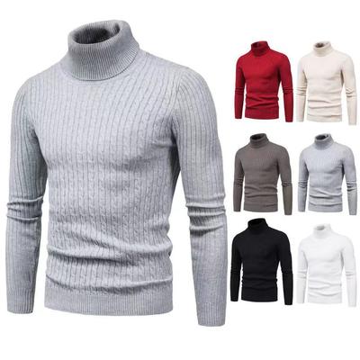 Herbst/Winter Herren High Neck Pullover Koreanische Version Slim Fit Jugend Einfarbig Pullover Unten Gestrickte Jersey