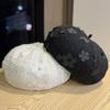 New Temperament Beret Ins Literary Style Small Fragrance Shopping Fashion Sequin Flower Face Small Octagonal Beret Hat