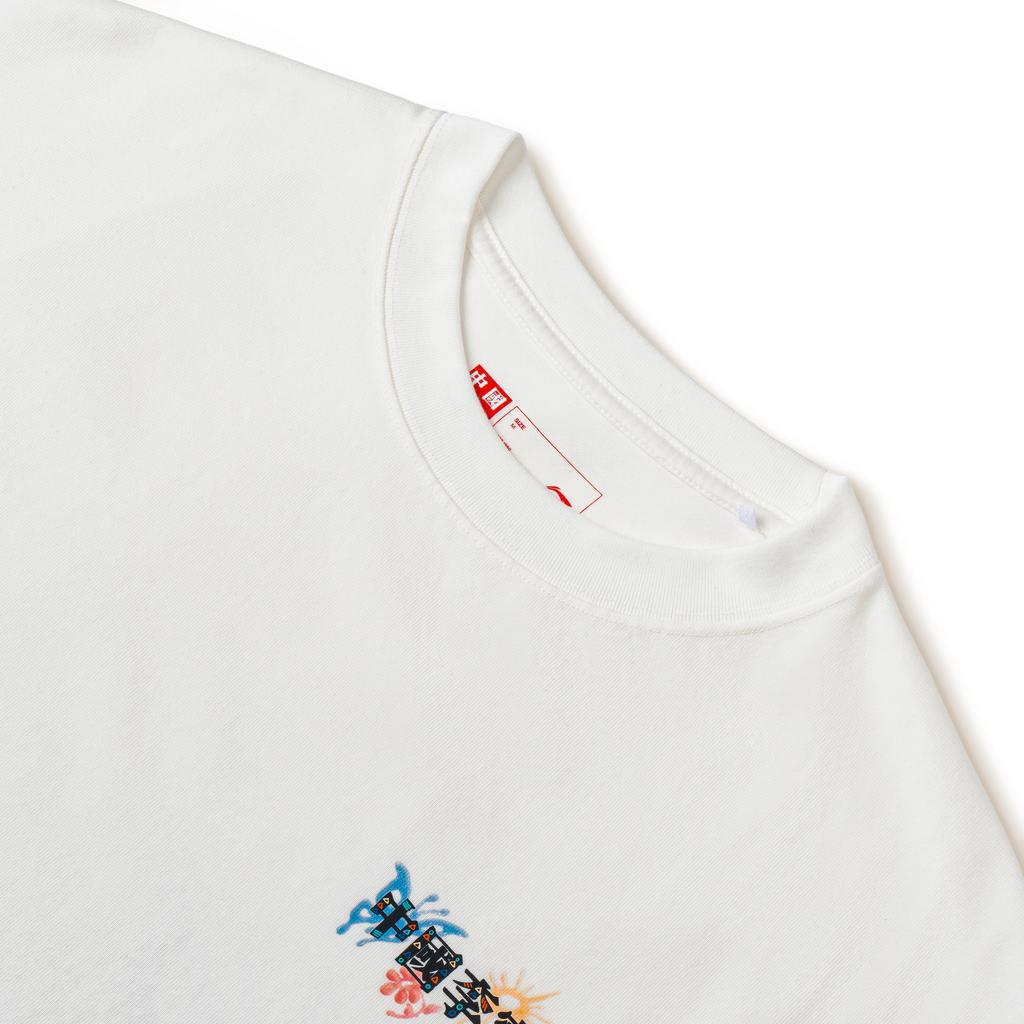 Li Ning Cool Feeling Printed Comfortable Short Sleeve T-Shirt Unisex Tops Off-White AHSWC27-5