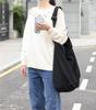 Annlaite Canvas Tote Bag for Men and Women, Shoulder Bag, Large Capacity, A4 Size, Stylish, Perfect for Commuting, 2-3 Days, White and Black, 2137