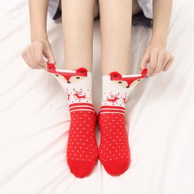 4 Pairs New Winter Cute Christmas Socks Three-dimensional Cartoon Decorative Cotton Middle Tube Socks Christmas Gift Socks Woman