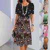 Gorący hit kwiatowa 3D cyfrowy druk moda codzienna luźna damska duży rozmiar okrągły dekolt sukienka