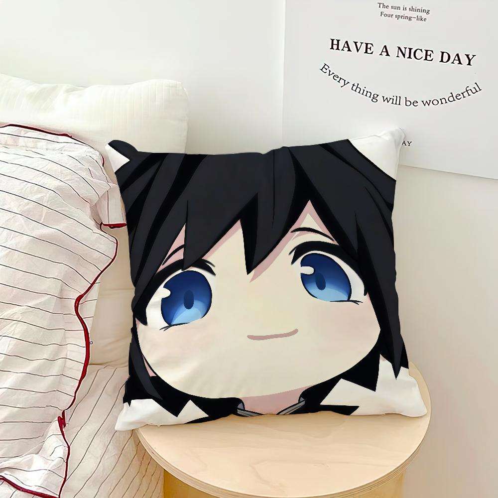 Anime Manga Art Chibi D-Demons S-Slayers Cushion Cover Soft Pillow Case For Sofa Living Room Home Office Decor Protective Covers