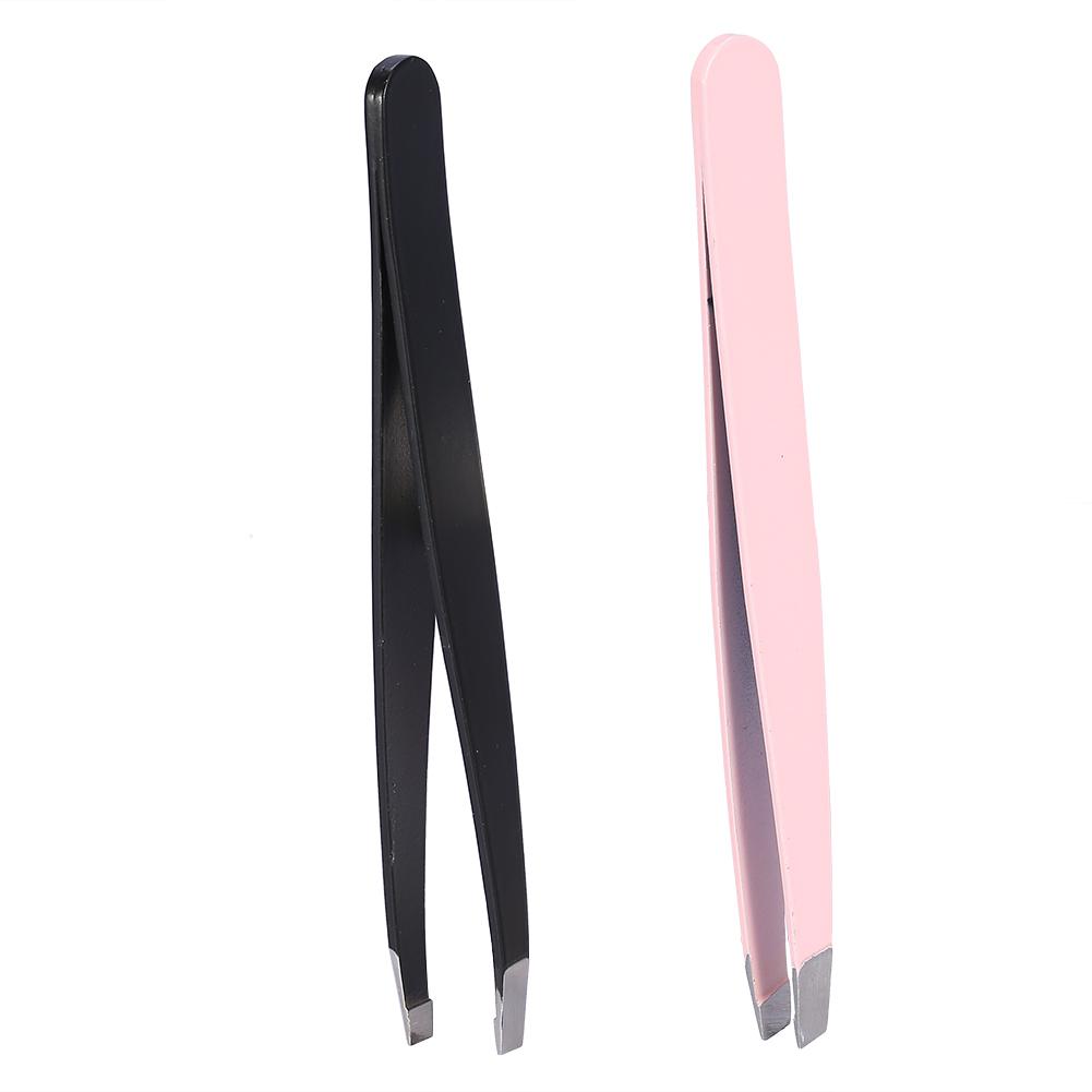 2Pcs/Set Stainless Steel Eyebrow Tweezers Facial Hair Removal Clips Makeup Beauty Tool