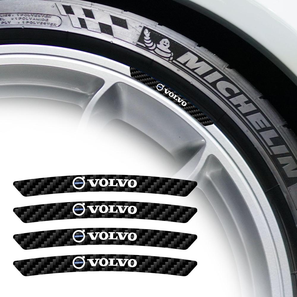 Rcmjh6 4pcs Car Stickers Refitting Wheel Sticker Carbon Fiber Rims Decorative Exterior Parts For Volvo S80 V40 V50 V60 V70 D6 D4 T5 C30