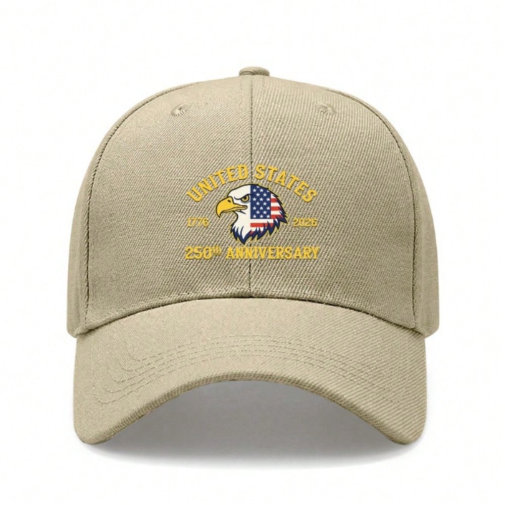 [Patriotic Baseball Cap] 2026 USA 250Th Anniversary Eagle Print Black Polyester Adjustable Hat Casual Outdoor Sports Patriotic Holiday Gift For
