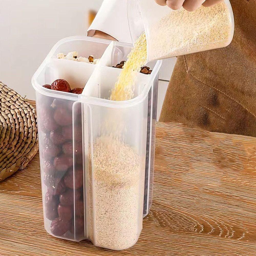 Transparent Grain Storage Box Square Food Storage Box Practical Divided Storage Containers  Kitchen