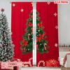2pcs 2D Flat Printing Christmas Party Curtain Christmas Tree3 Durable Polyester Without Electricity Spring Party & Holiday Decor