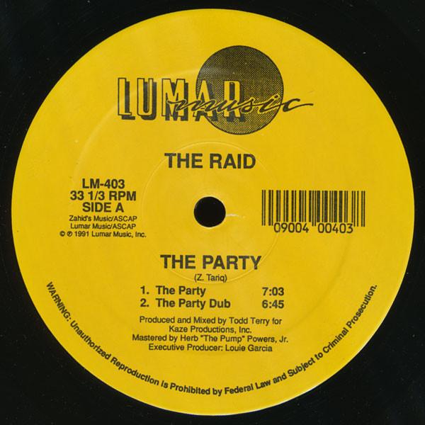 12inch Record RAID The Party Jump Up In The Air LM403 Lumar Music 1991 US Dance Electronica Used
